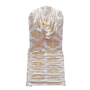 Gold Blocked Draped Valance Swag Chair Cover