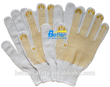 10 Guage Bleach T/C Yellow PVC Palm Dots Construction Gloves