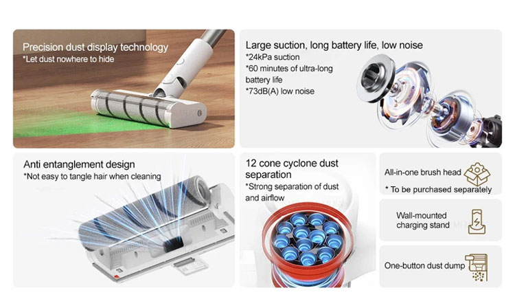 Xiaomi Mijia Wireless Vacuum Cleaners 2 Visible Dust Edition 24kPa Suction Cordless Handheld Vacuum