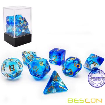 Bescon Crystal Blue 7-tlg. Polywürfel-Set, Bescon Polyhedral RPG Würfel-Set Crystal Blue