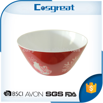 Red round Christmas melamine cereal bowl