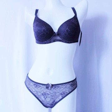 Custom women underwear sexy lace bra set padded bra panty set