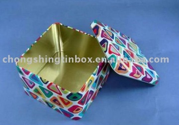 Square packing tin can, golden finished inside