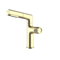 Brushed Brass Pull-out Hot and Cold Basin Faucet