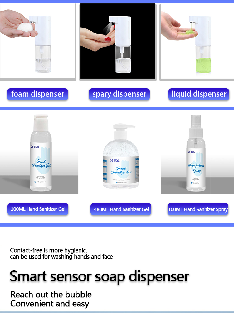 Automatic Hand sanitizing Dispenser for Gel Foam Spray Type Sensor Infared Standing Soap Dispenser 350ml 150ml