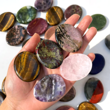 Wholesale Natural Crystal Stones - Rose Quartz Amethyst Oval Pocket Healing Worry Stones