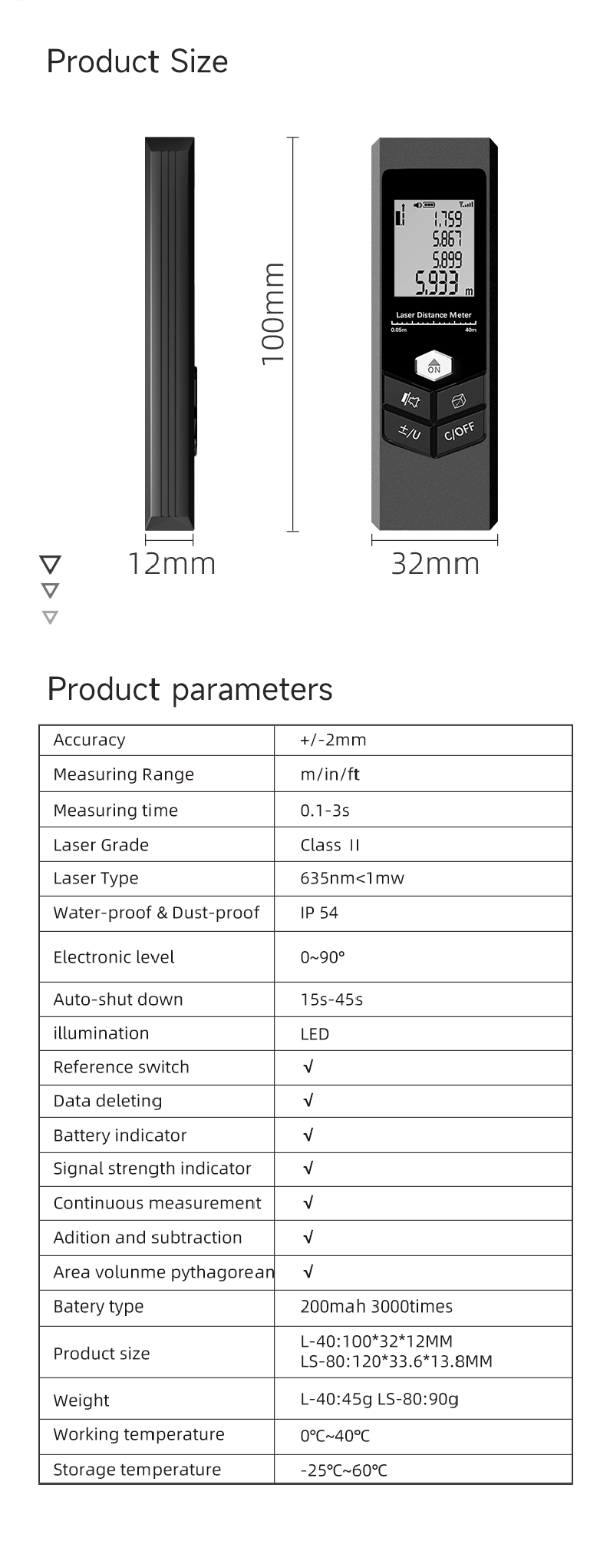 Laser Rangefinder Specifition 8