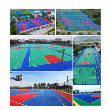 Mosaico de competencia de baloncesto al aire libre.