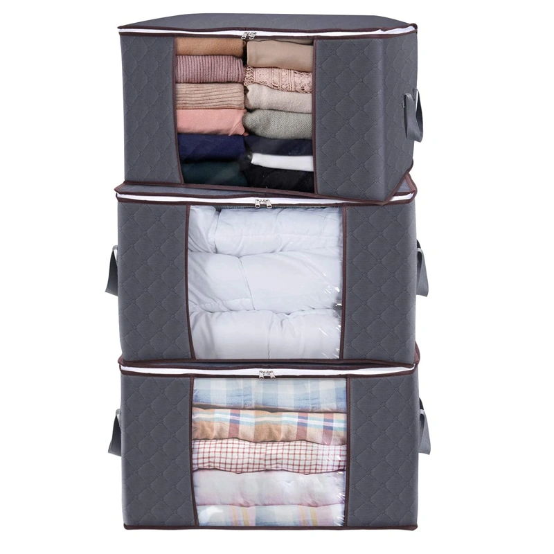 Wholesale Large Capacity Quilt Storage Bag Clear Window Folding Bag Clothes Blanket Bedding Storage Organizer Under Bed Storage Bag