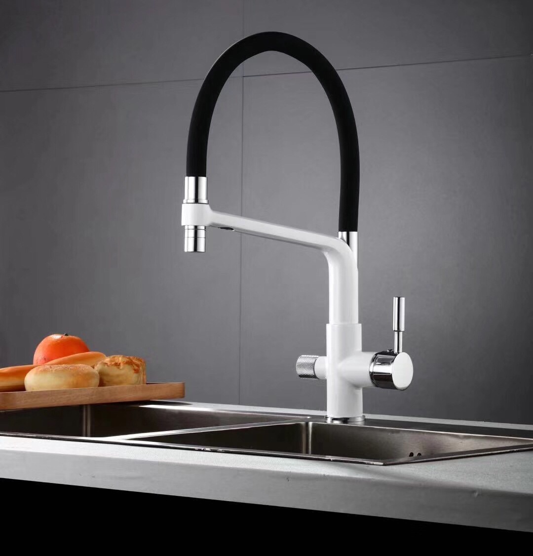 YLK0076 Black painting 3 three way filtered drinking mixer tap chrome plated water purifier kitchen faucet