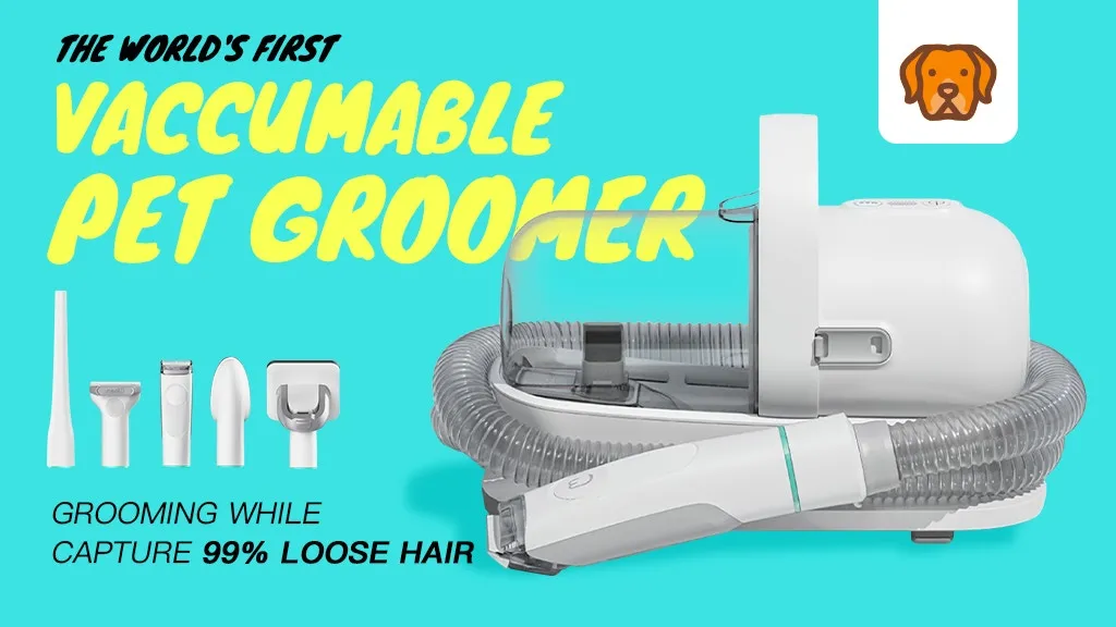Pet Groomer Hair Vacuum Cleaner with Groom Kit Brushes Trimmers & Blades