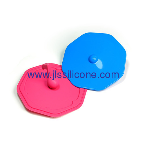 Kitchen Tools Heat Resistant Silicone Cup Lid With Note Shaped Handle 