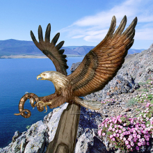 High Quality Life Size outdoor Bronze Eagle sculptures with Snake