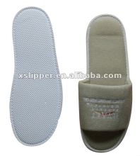 grey poly terry open toe disposible hotel slipper