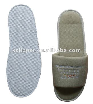 grey poly terry open toe disposible hotel slipper