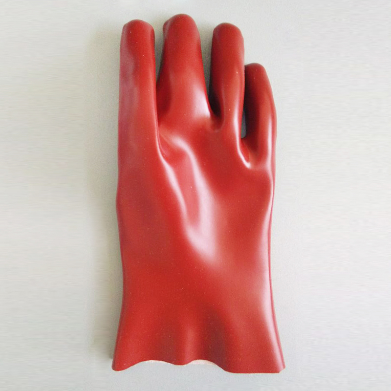 Dark red pvc coated gloves oil resistant polyester
