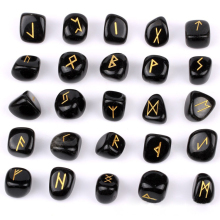 Wholesale Set of Healing Natural Crystal Tumbled Engraved Red Agate, Tiger Eye, Rose Quartz, and Glass Rune Stones - Perfect Gift Idea