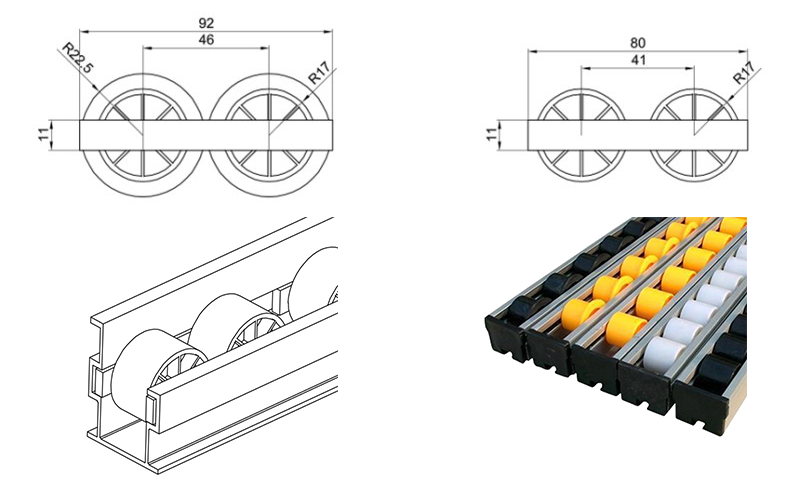 Conveyor Plastic Roller Sliding Track Small Roller Track