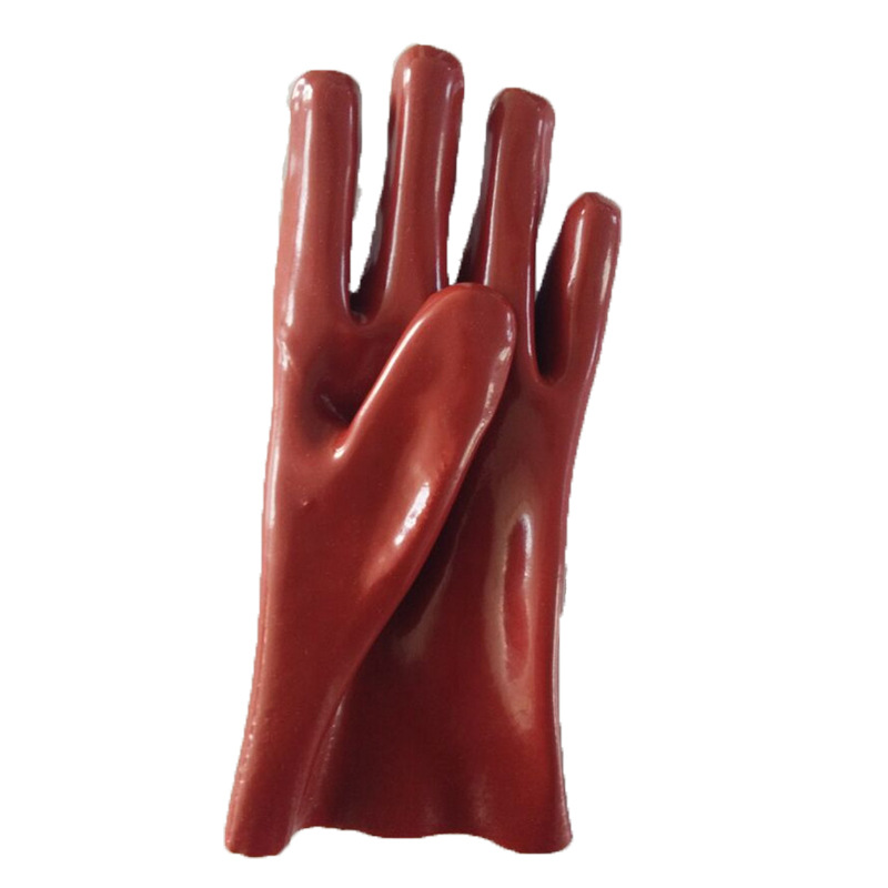Brązowe rękawice Coatd z PVC, gładkie wykończenie. 30cm