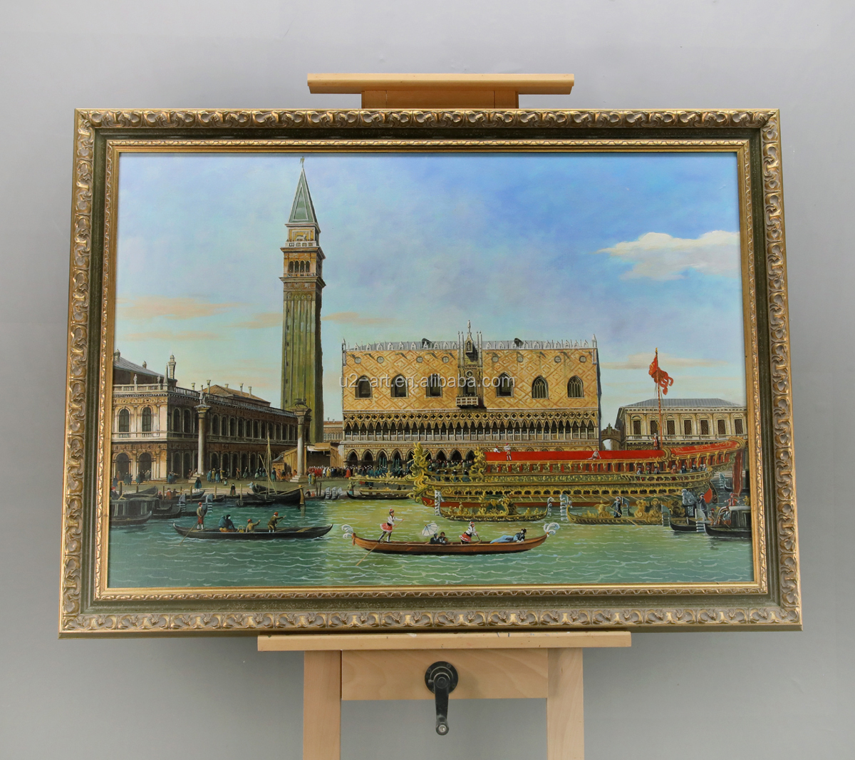 The Bucintoro at the Molo on Ascension Day by Canaletto Hand Painted Venice Canvas Luxury Home Decor