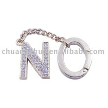 Fashion Metal Crystal Diamond Letter Shape Key Chain