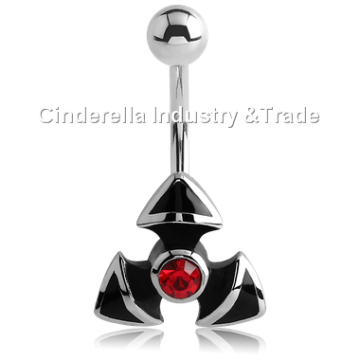 Steel Kool Katana Belly Rings Jeweled Trinity