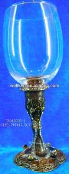 pewter stand with glass cup,metal cup