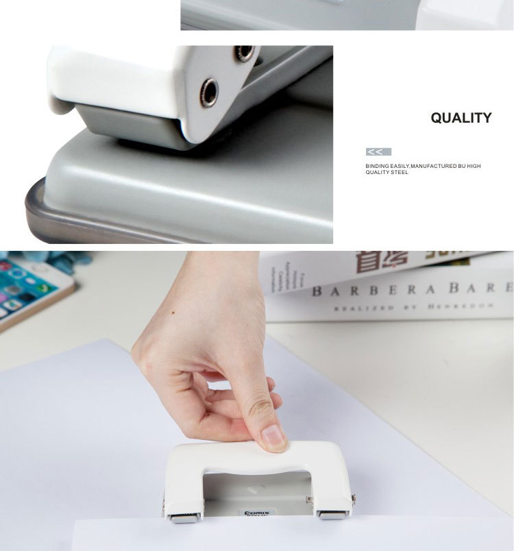 high quality office stationery manual stainless steel 12 sheets 2 hole puncher