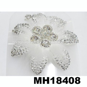 large fashion clear crystal stone suede leather base flower hair clips flower