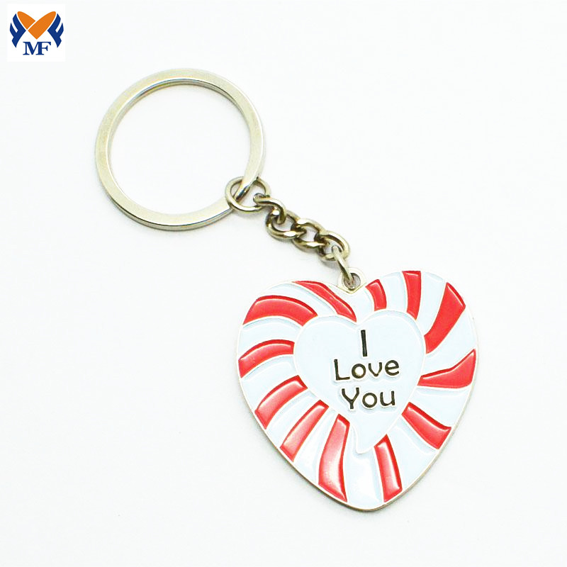 Metal Custom Logo Silver Heart Keychain