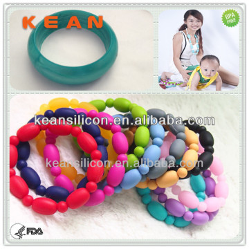 Baby Chew Bead Bracelet/Food-safe No Smell Latest Mom Fashion Silicone Baby Nursing Teething Bangle Jewelry