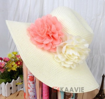 womens sun protection straw hat big flower for hat decoration