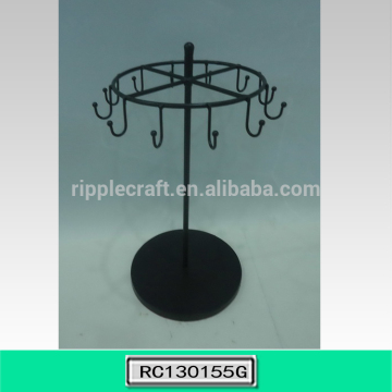 Commercial Black Wrought Iron Jewelry Display Stand for Supermarket