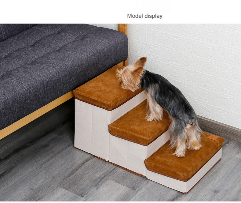 Foldable Storage Pet Dog Stairs Steps on The Bed Sofa Soft Surface Non-slip Puppy Climbing Ladder