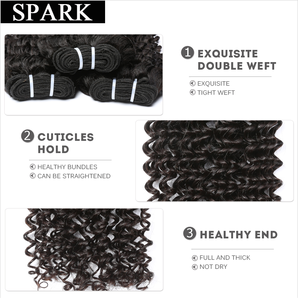 12A Brazilian Virgin Hair Extensions Afro Kinky Curly Natural Black 100% Unprocessed Human Hair Weave Bundles SPARK