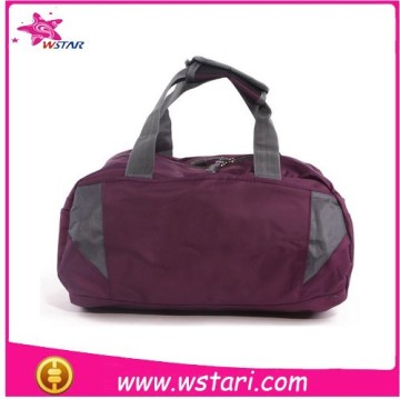 high quality canvas duffel bag with custom logo, sport duffel bag with pink handles, travel duffel bag with heat-transfer logo