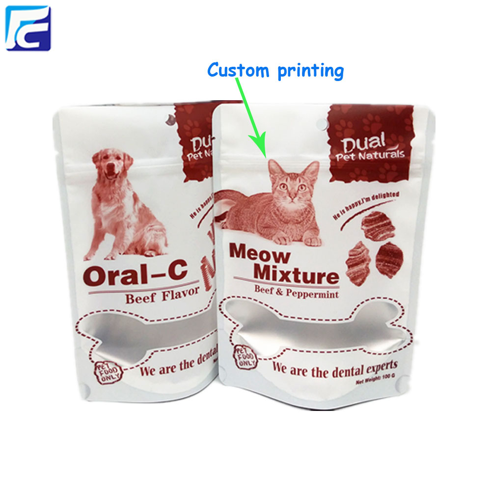 Dog treat pet food packaging pouch with window