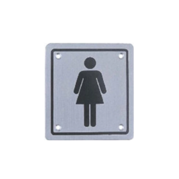 Clear stainless steel toilet sign