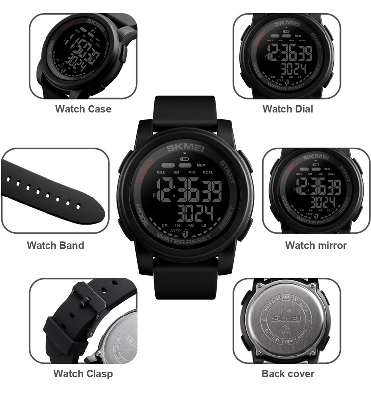 Outdoor Sports Digital Bracelet Wrist Smart Watch Silicone Pedometer Men Watches