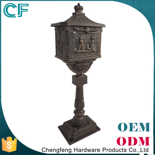 Heavy Duty Postal Box Security Cast Aluminium Mailbox With Vertical Pedestal letterbox