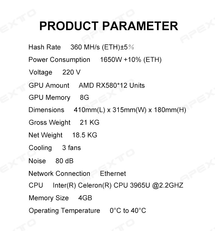 Eth B7PRO Pandaminer Mining Machine 360m 1650W Eth Ethereum Miner