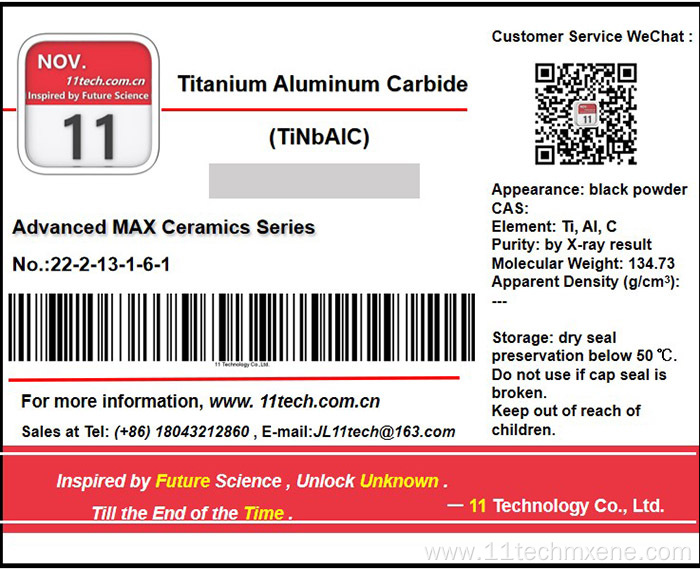 MAX phase materials TiNbAlC Black powder