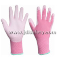 Розовый нейлон работы перчатку с Пу Palm с покрытием (PN8004P)