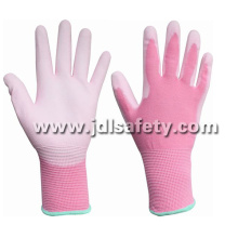 Pink Nylon Work Glove with PU Palm Coated (PN8004P)