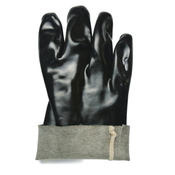Black chemical pvc work glove sooth finish