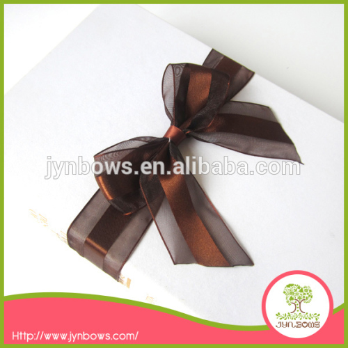 Brown Decorative Polyester Satin Packing Ribbon Bow