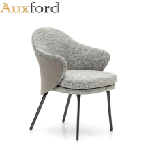 New Living Room Linen Fabric Metal Leg Chairs