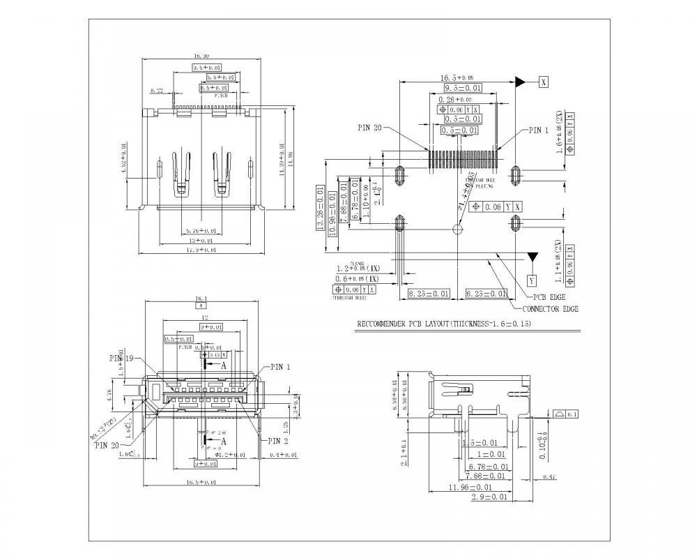 Hiển thị cổng nữ SMT với ông chủ