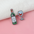 Metal Cute Wine and Bottle Enamel Pin Badge