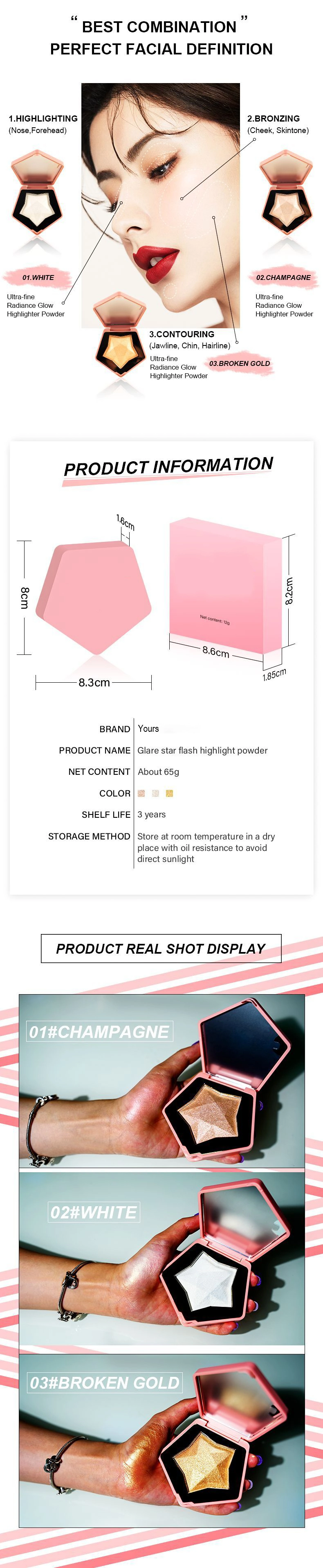 OEM Cosmetics Palette Shimmer Face Highlighter Makeup